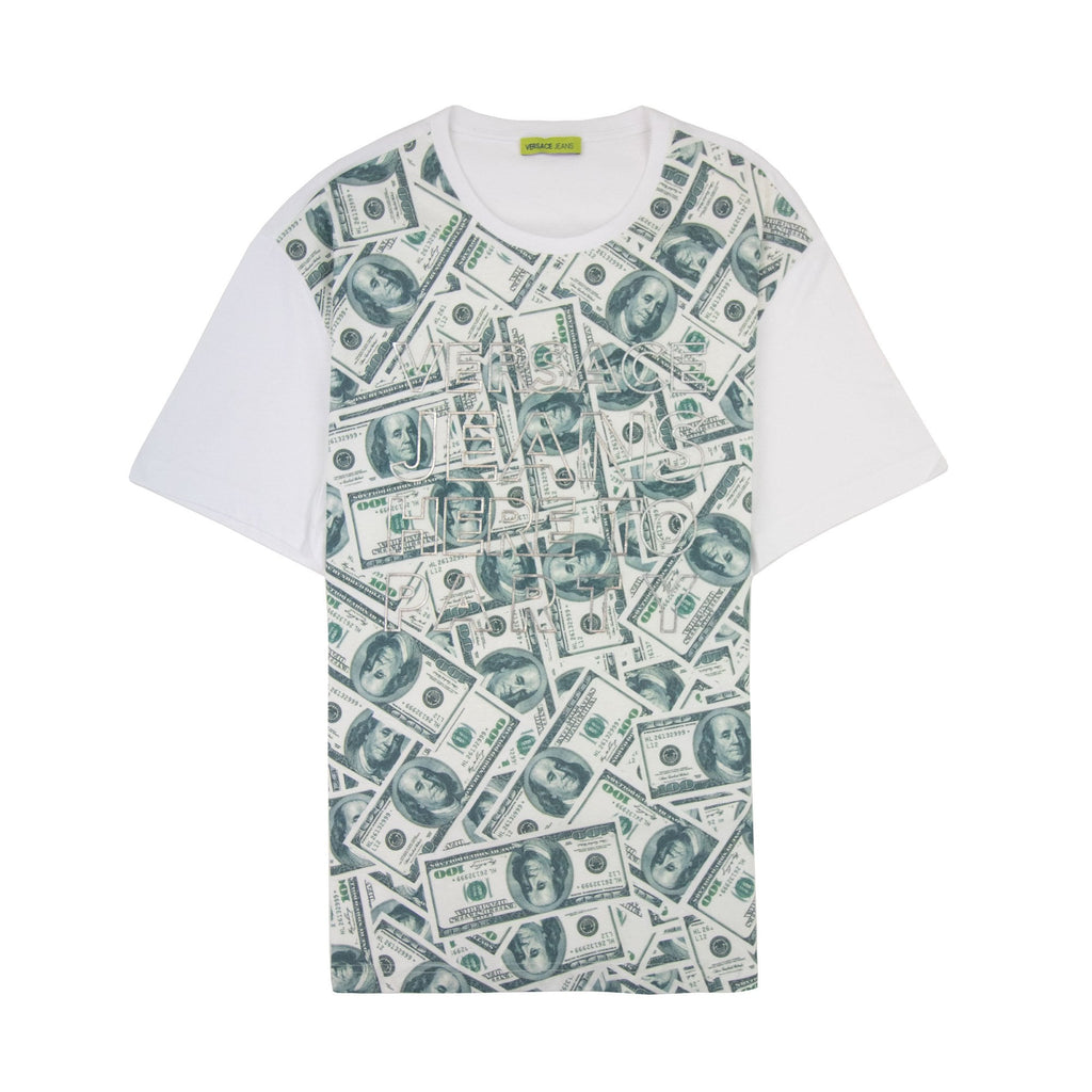 Versace Jeans Dollar Print Logo T Shirt White