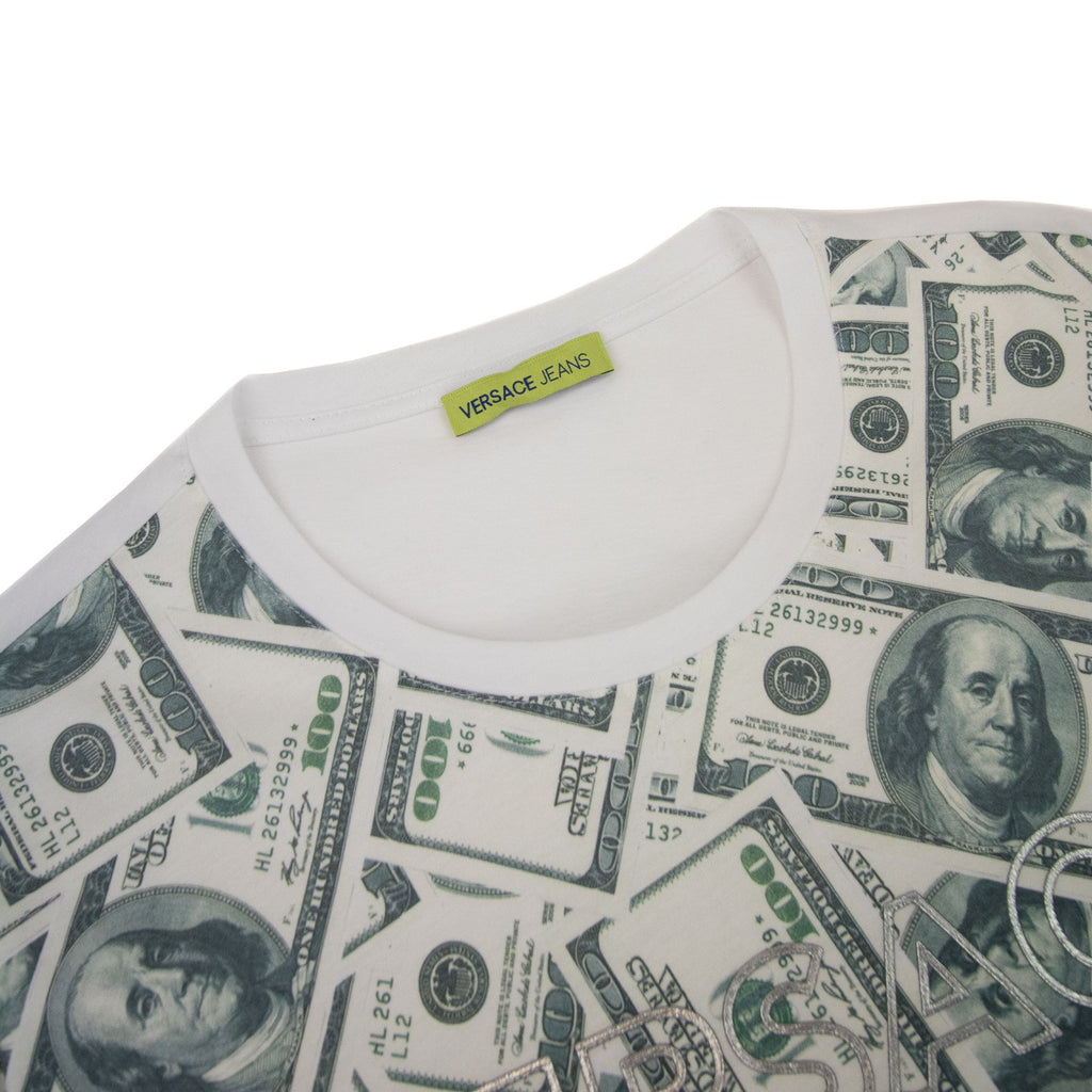 Versace Jeans Dollar Print Logo T Shirt White