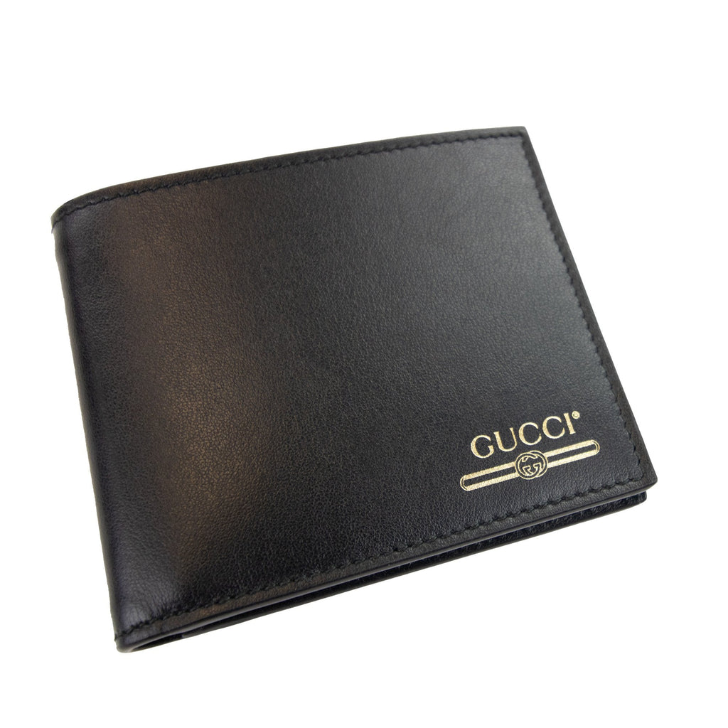 Gucci Logo Printed Leather Wallet Black