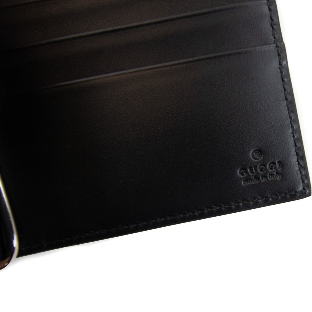 Gucci Gg Monogram Money Clip Card Holder Black