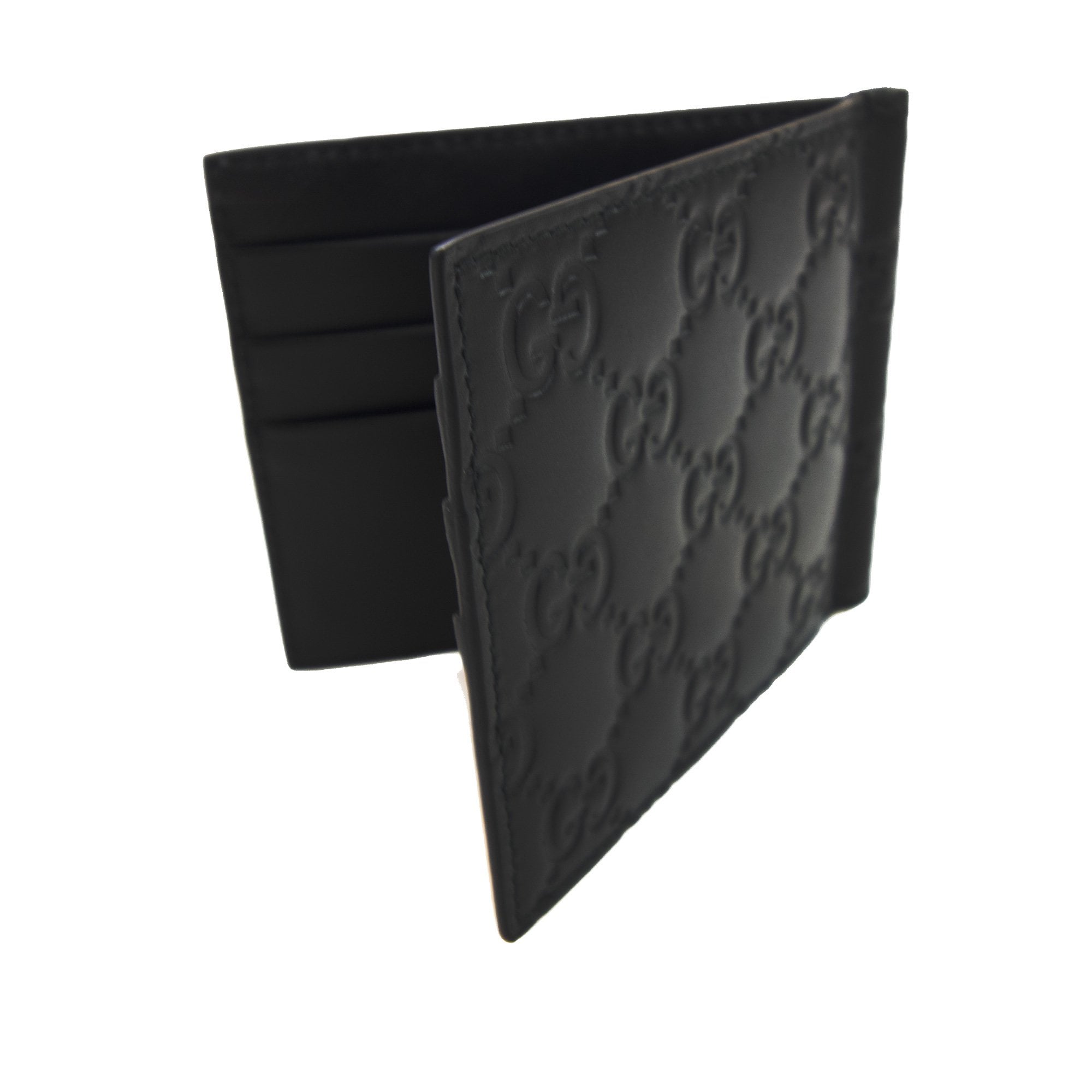 Gucci Gg Monogram Money Clip Card Holder Black