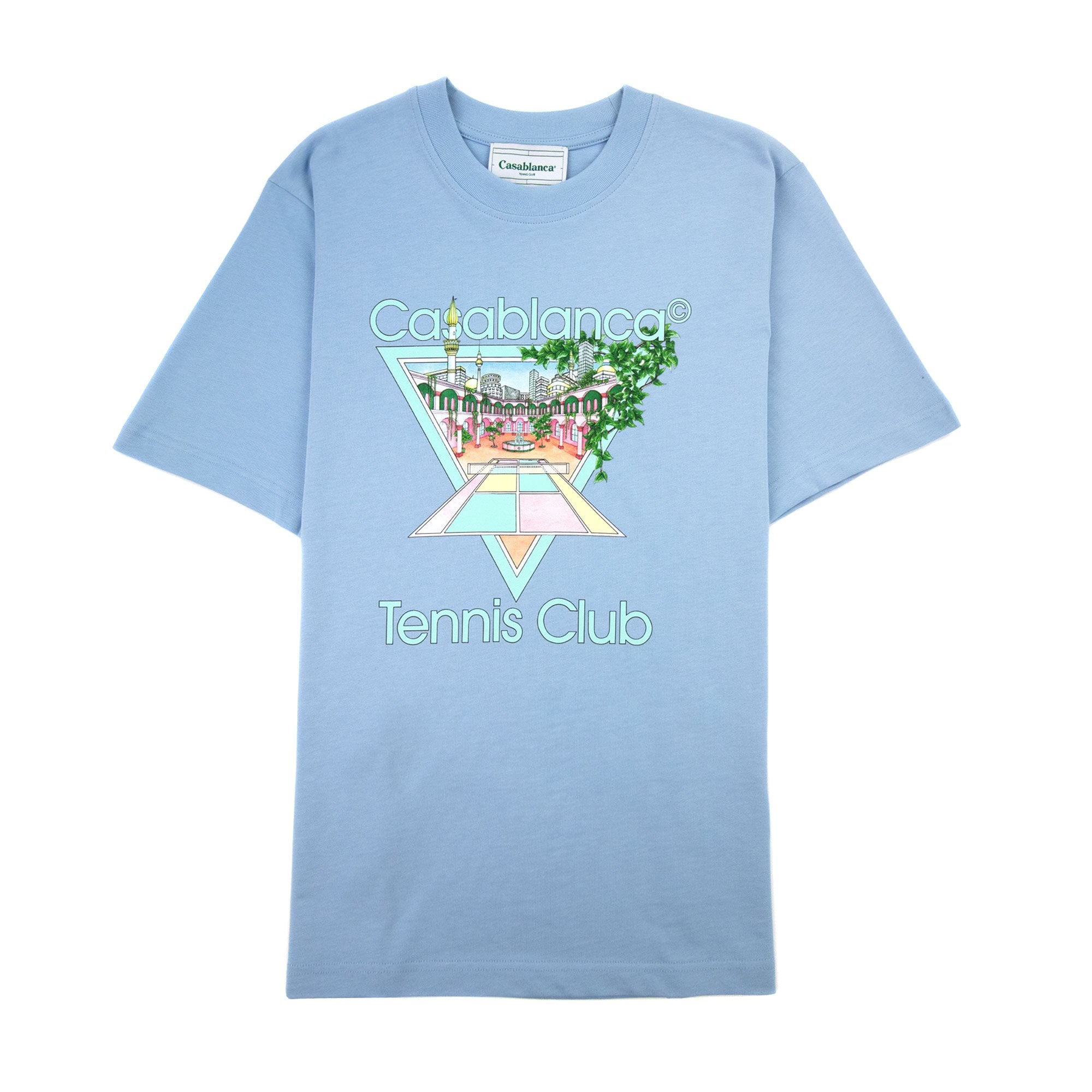Casablanca Tennis Club Pastelle Printed T Shirt Light Blue