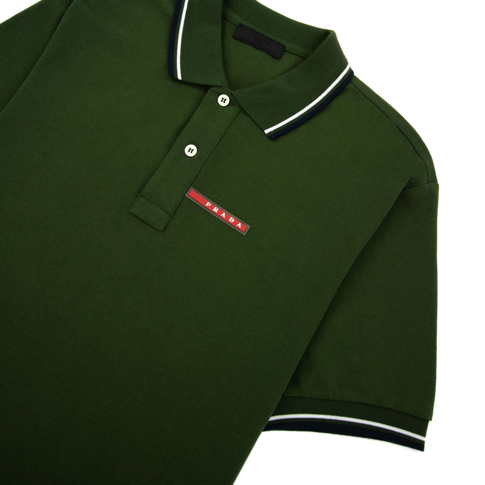 Prada Piquet Short Sleeve Polo Dark Green