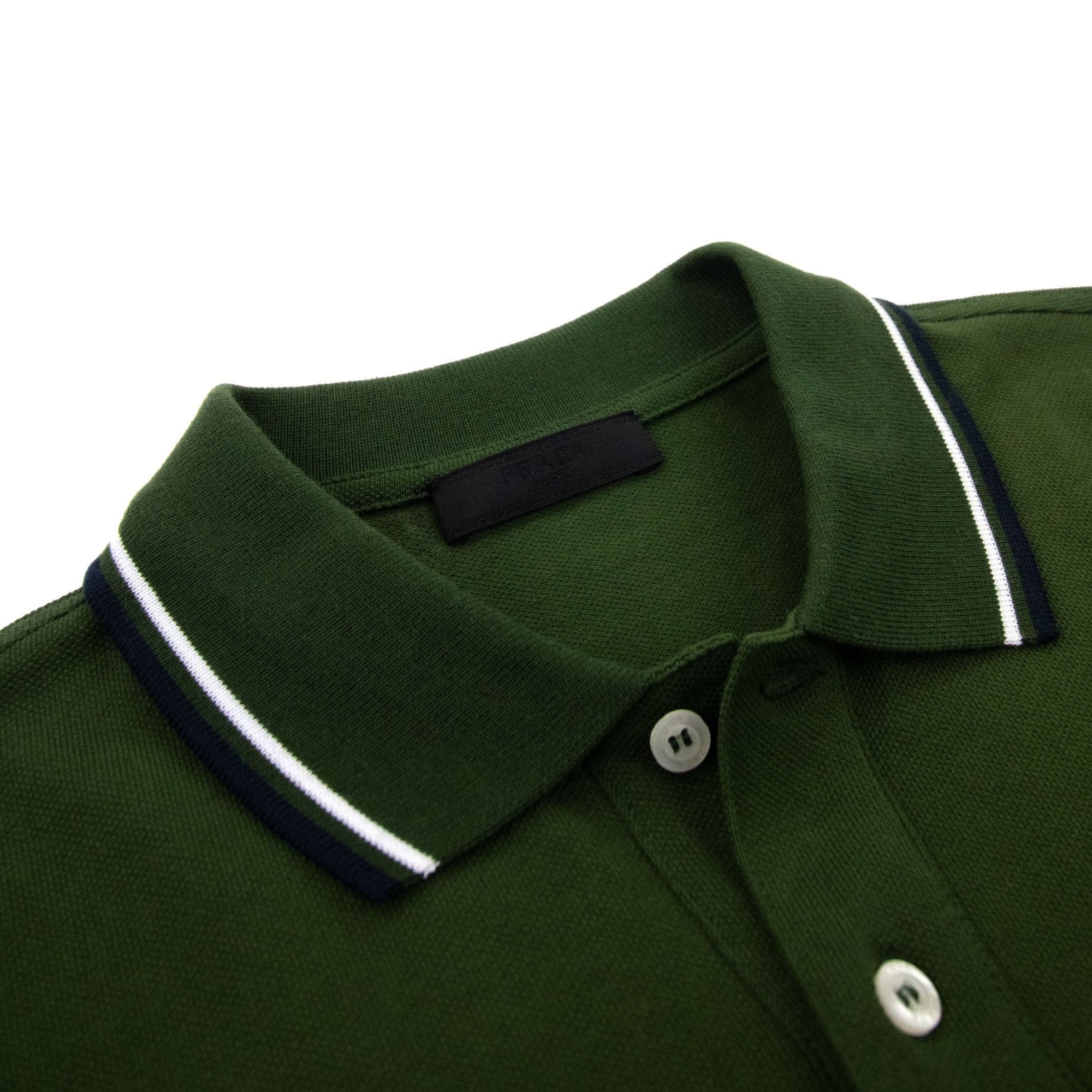 Prada Piquet Short Sleeve Polo Dark Green