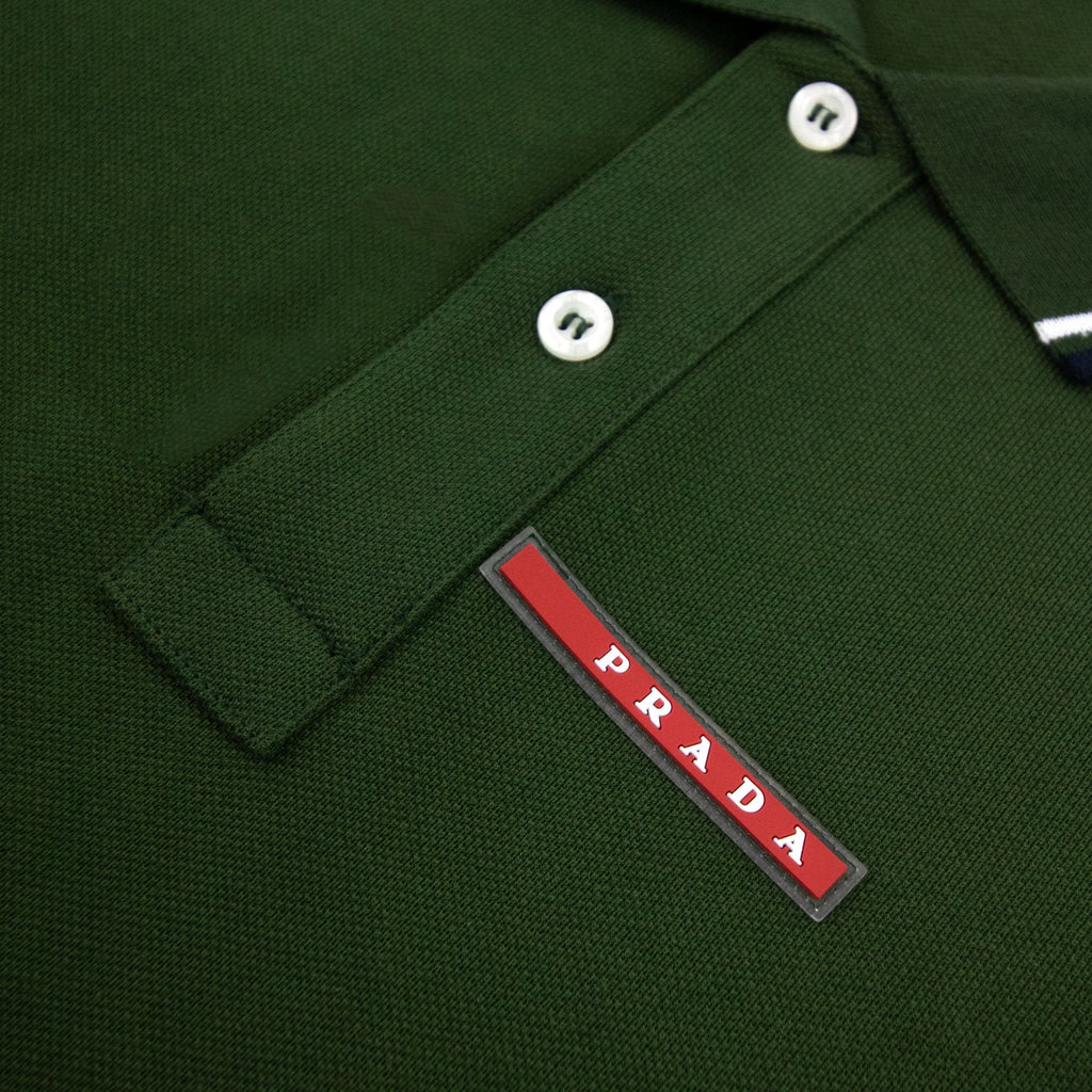 Prada Piquet Short Sleeve Polo Dark Green