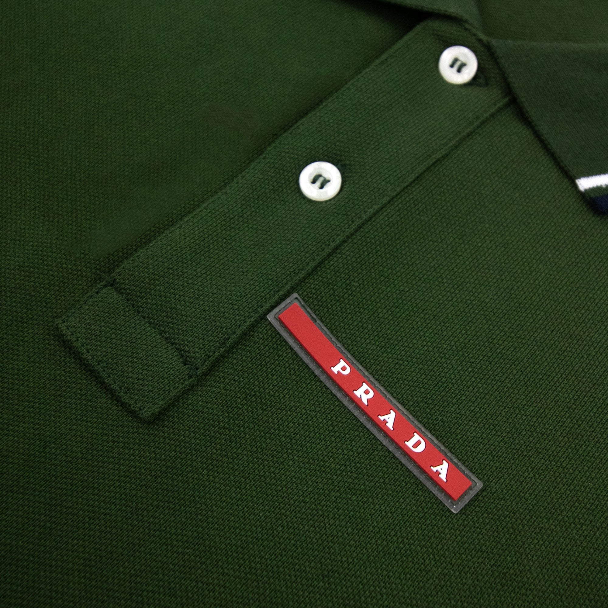 Prada Piquet Short Sleeve Polo Dark Green