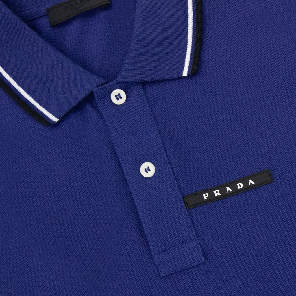Prada Piquet Short Sleeve Polo Blue