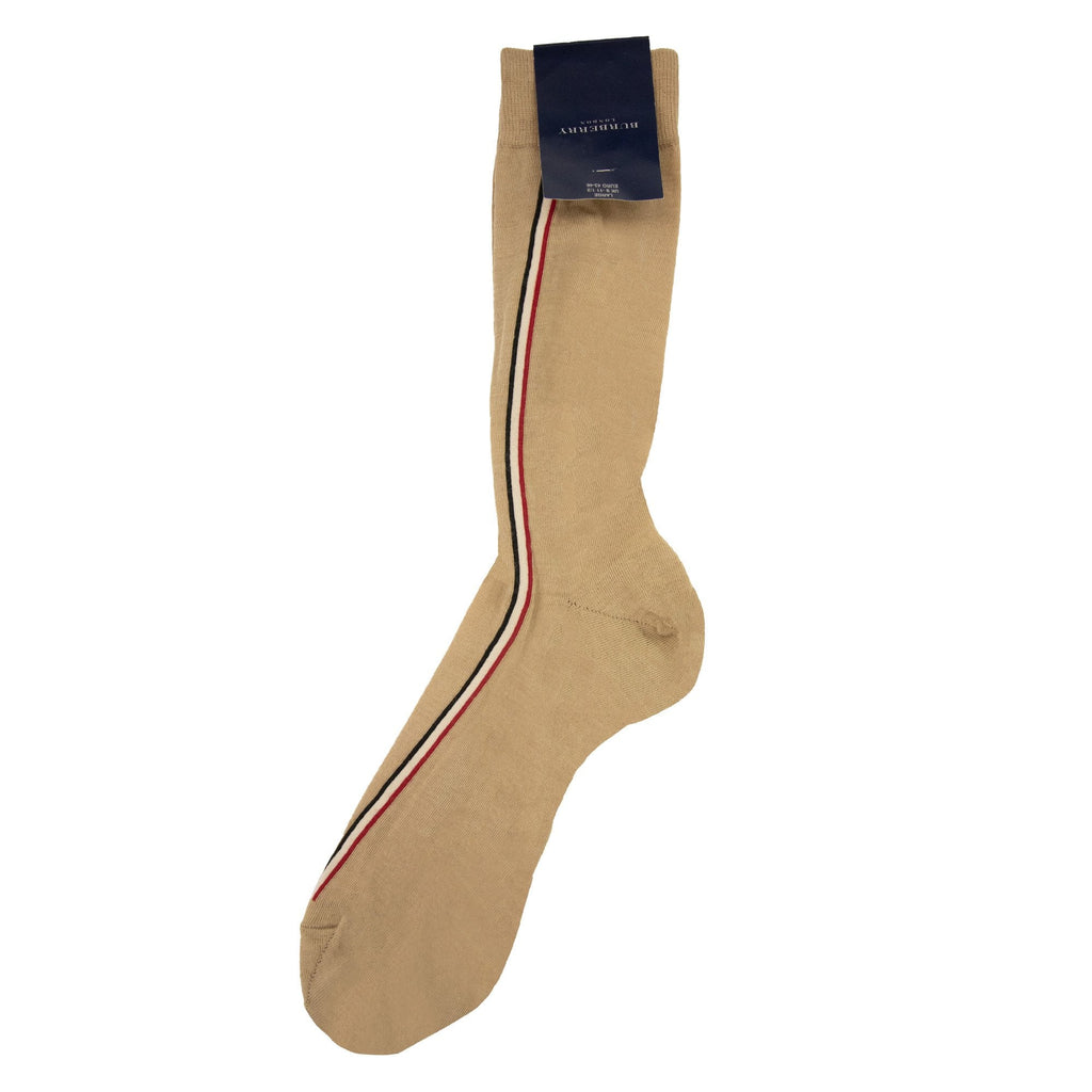 Burberry Side Stripe Wool Socks Beige
