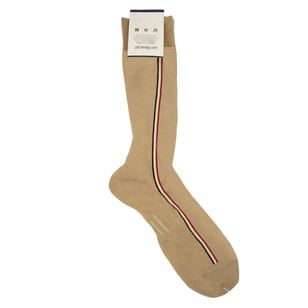 Burberry Side Stripe Wool Socks Beige