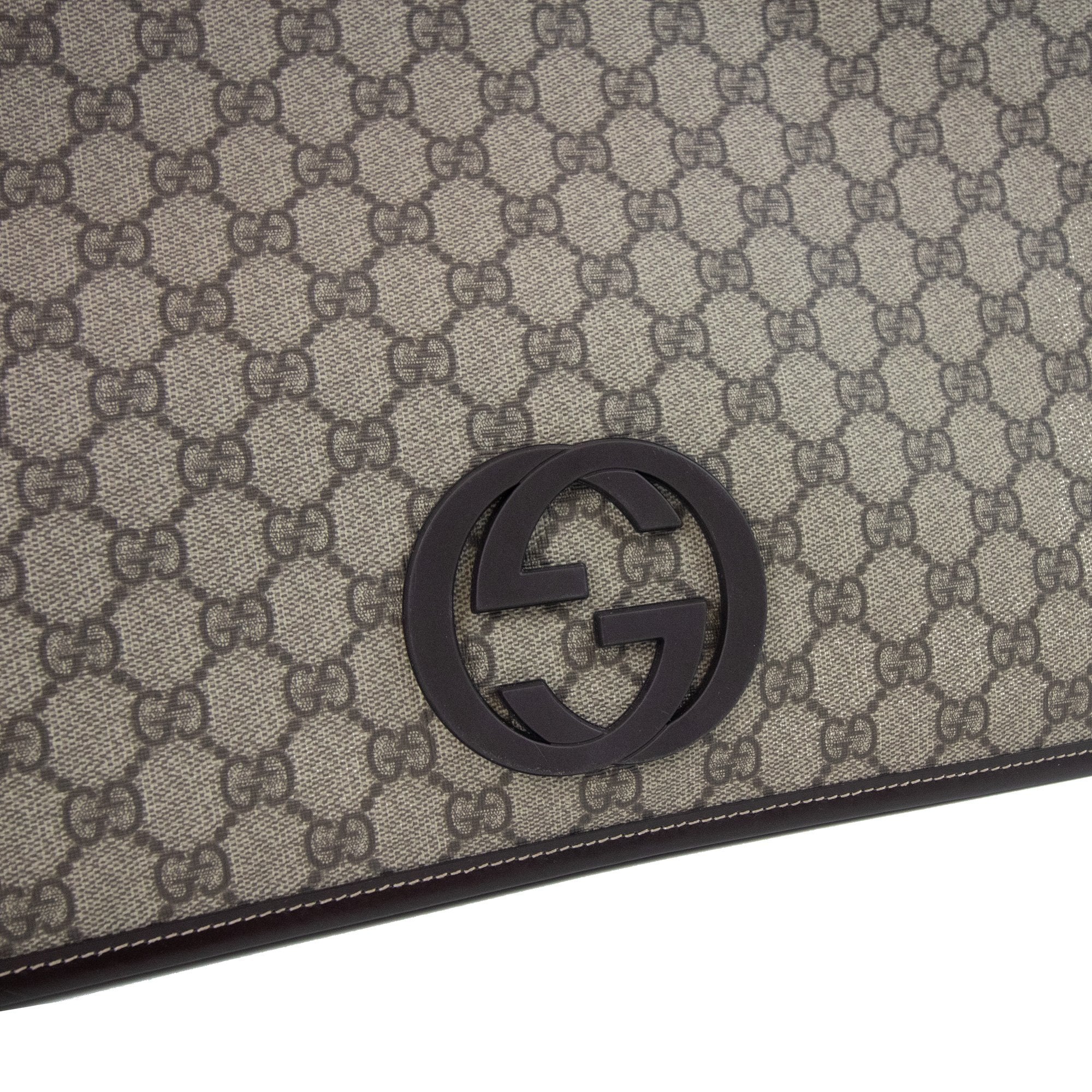 Gucci Gg Monogram Satchel Messenger Bag Beige
