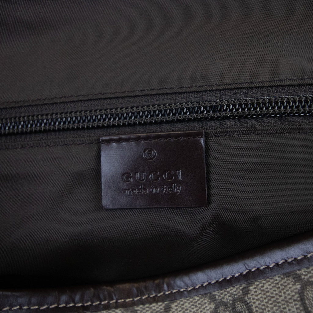Gucci Gg Monogram Satchel Messenger Bag Beige