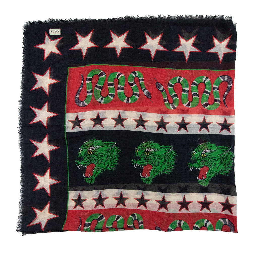 Gucci Intersia Motif Scarf Black/multi