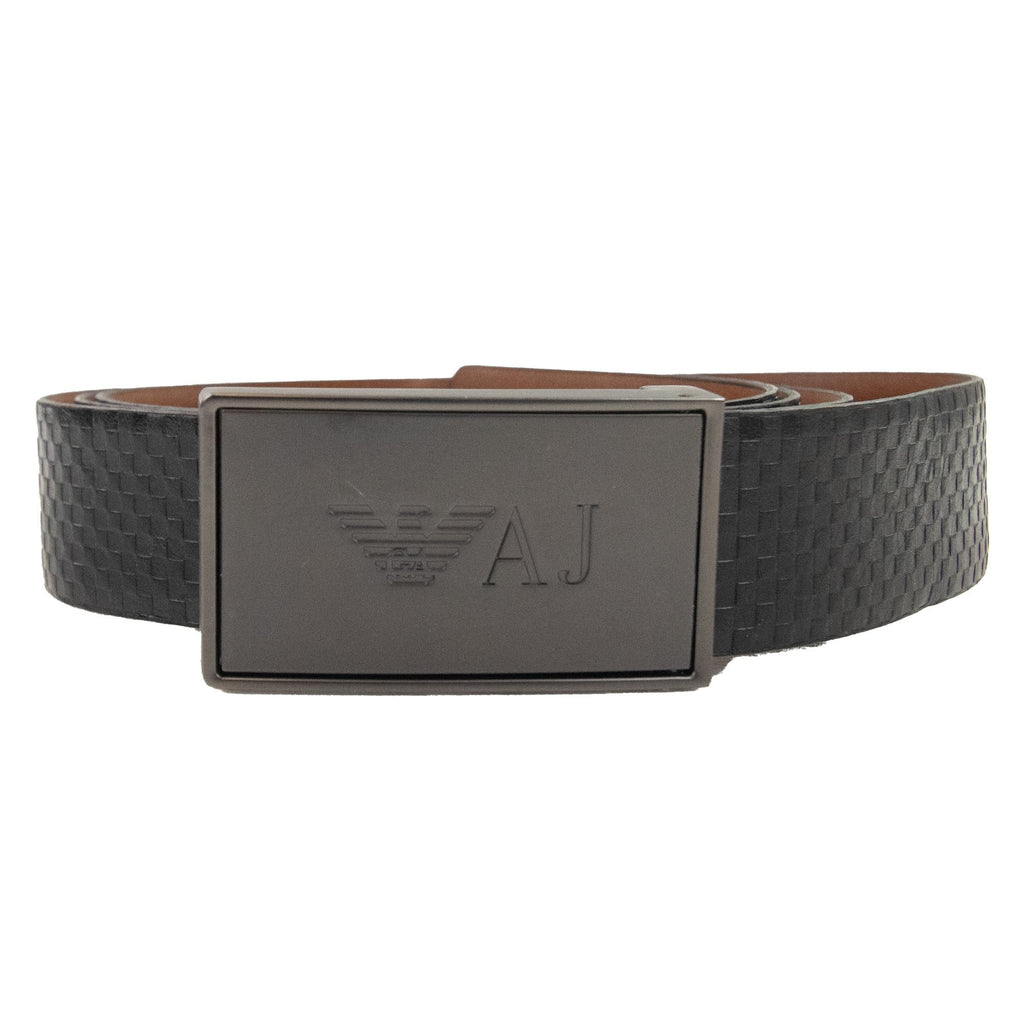 Armani Jeans Reversible Leather Buckle Belt Nero/tabacco