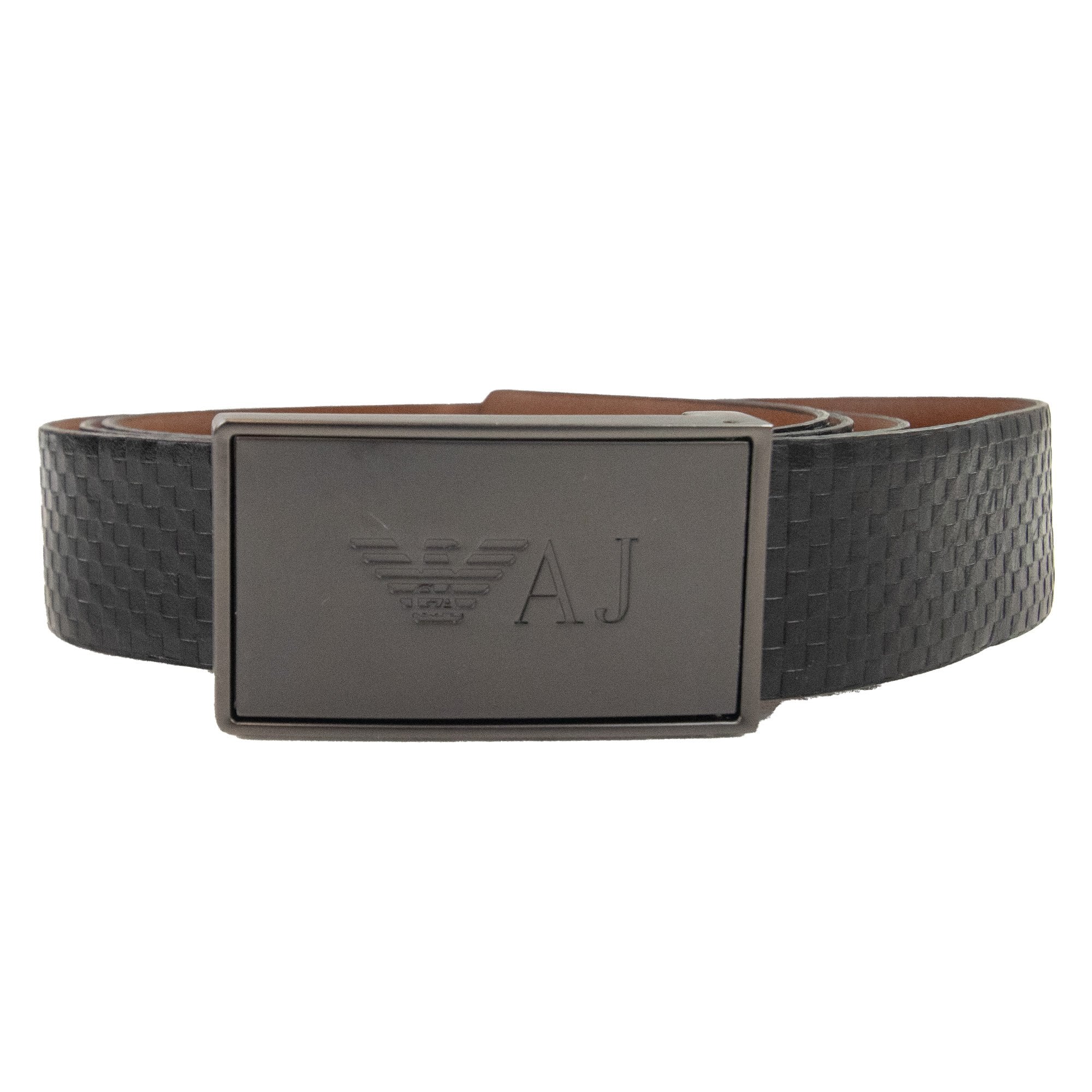 Armani Jeans Reversible Leather Buckle Belt Nero/tabacco
