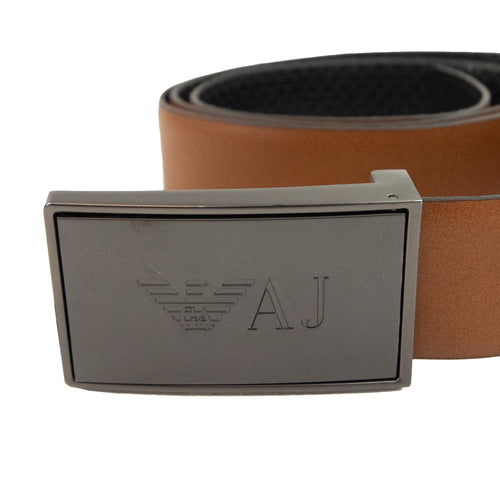 Armani Jeans Reversible Leather Buckle Belt Nero/tabacco