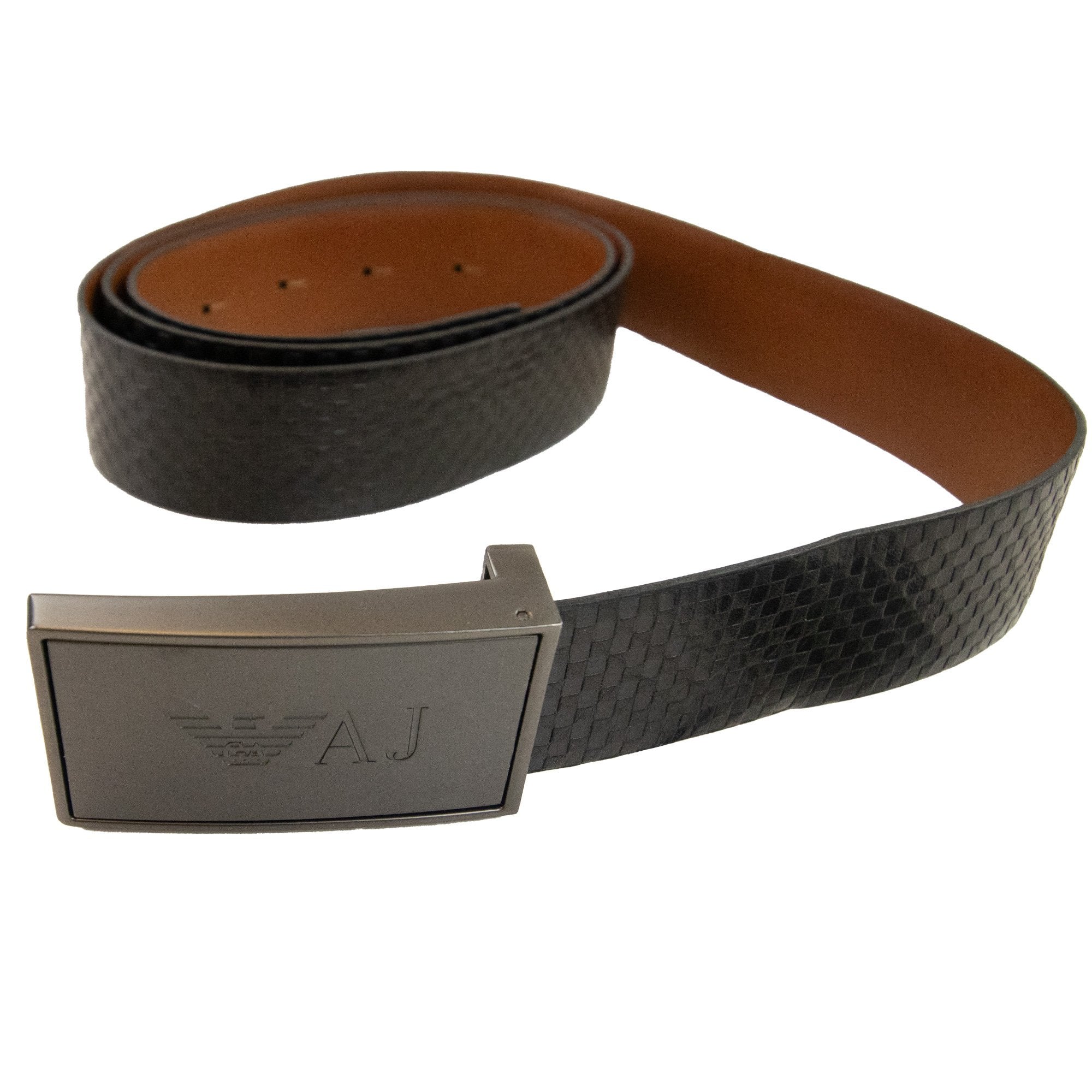 Armani Jeans Reversible Leather Buckle Belt Nero/tabacco
