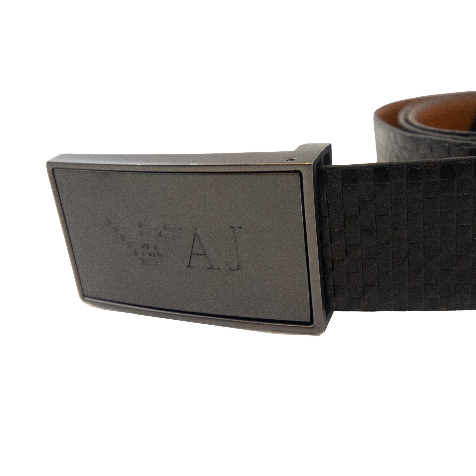 Armani Jeans Reversible Leather Buckle Belt Nero/tabacco
