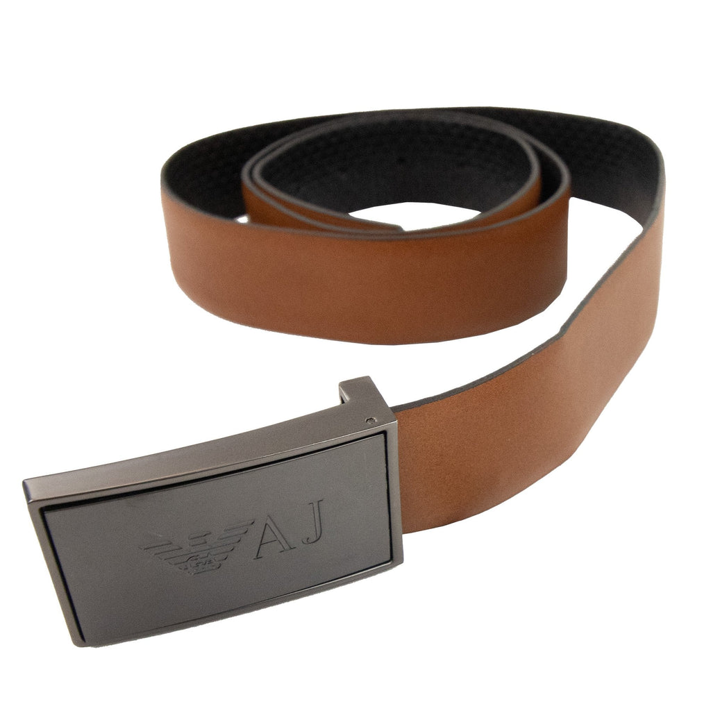 Armani Jeans Reversible Leather Buckle Belt Nero/tabacco