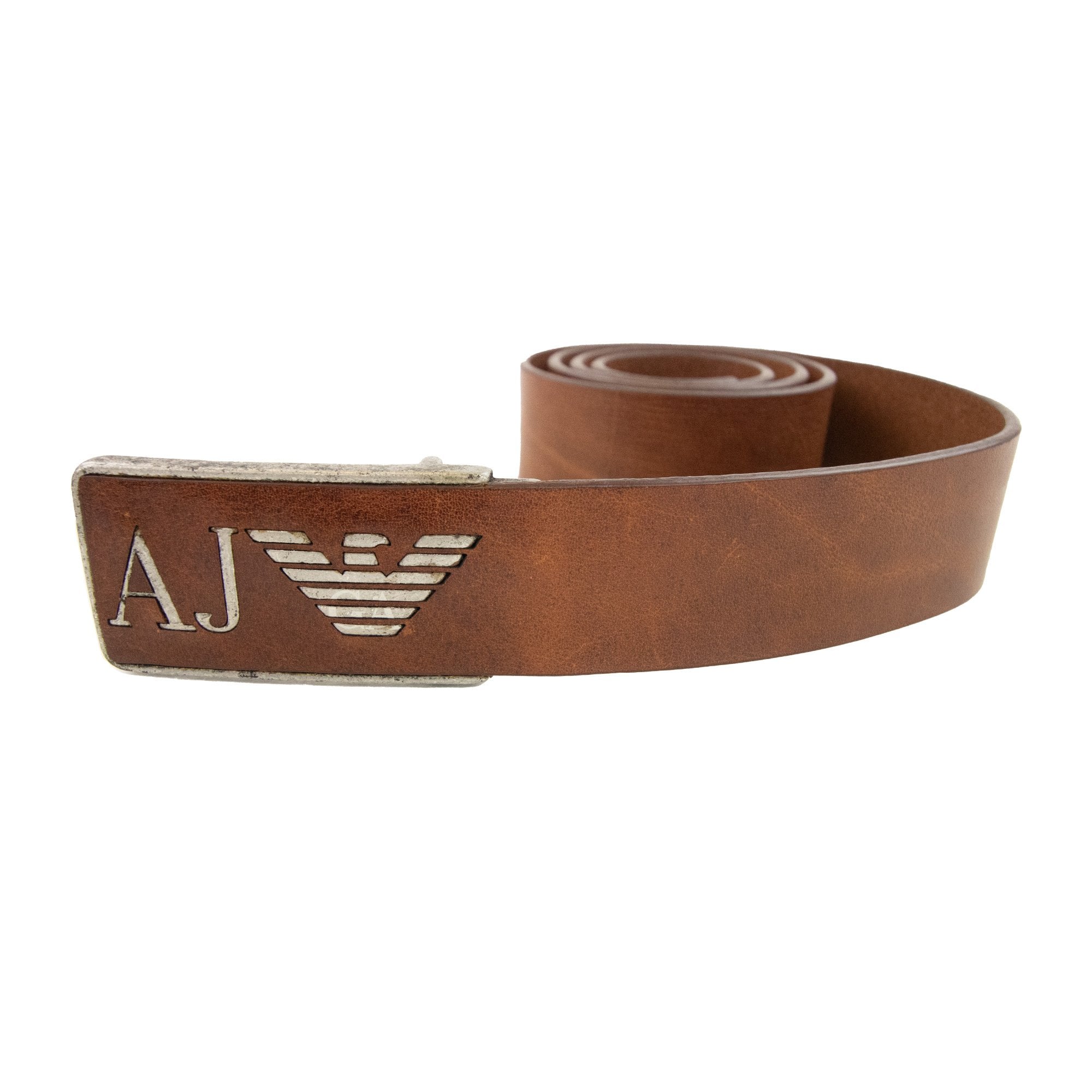 Armani Jeans 931504 Aj Buckle Leather Hook Up Belt Marrone