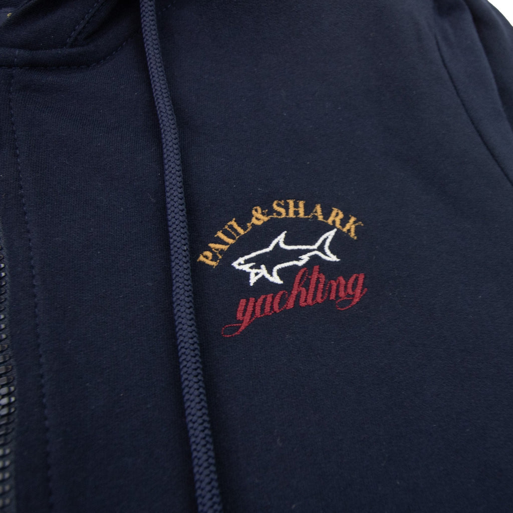 Paul And Shark Chest Logo Open Zip Hoodie Navy