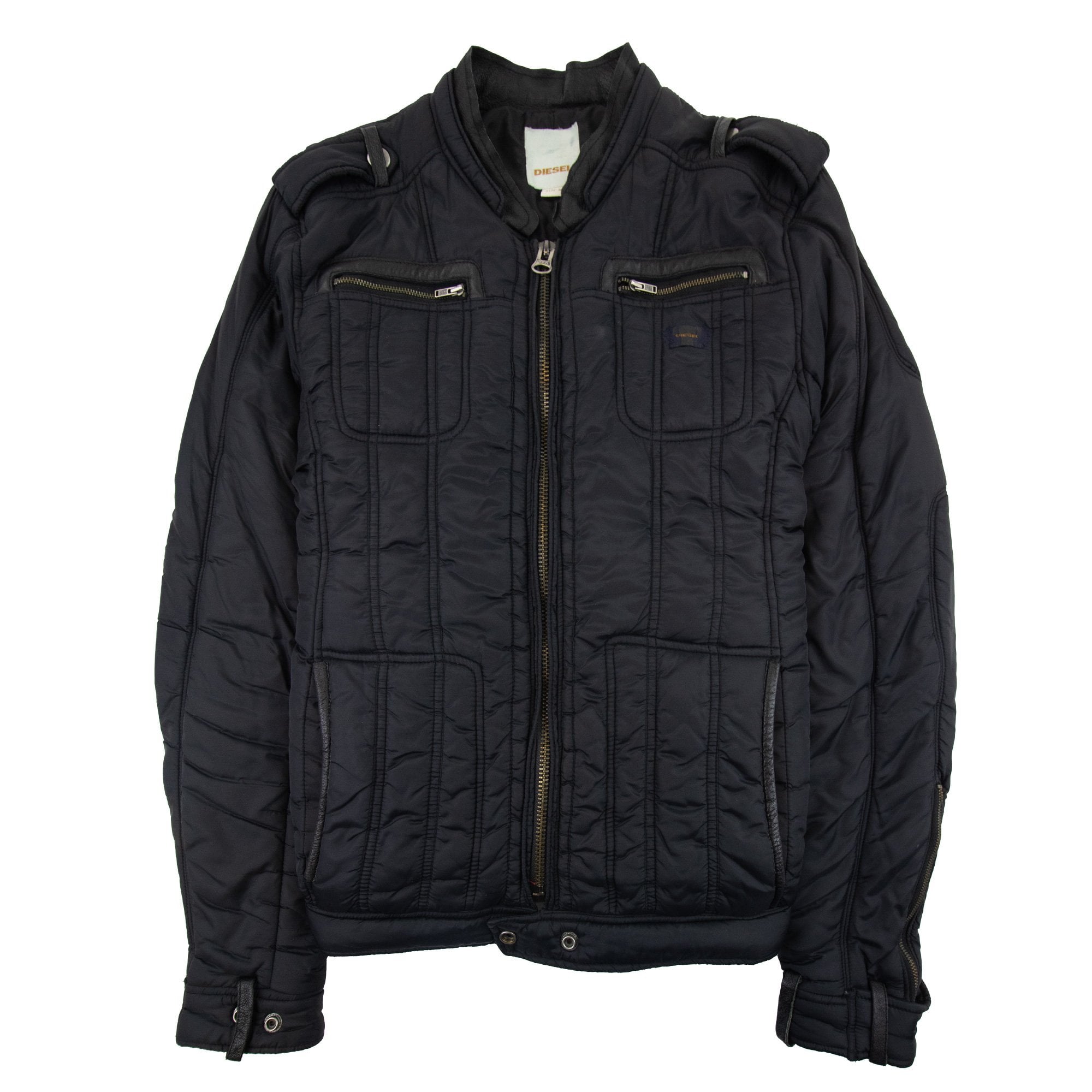 Diesel Nylon Detail Soft Padded Bomber Jacket Black