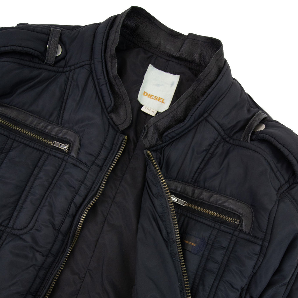Diesel Nylon Detail Soft Padded Bomber Jacket Black