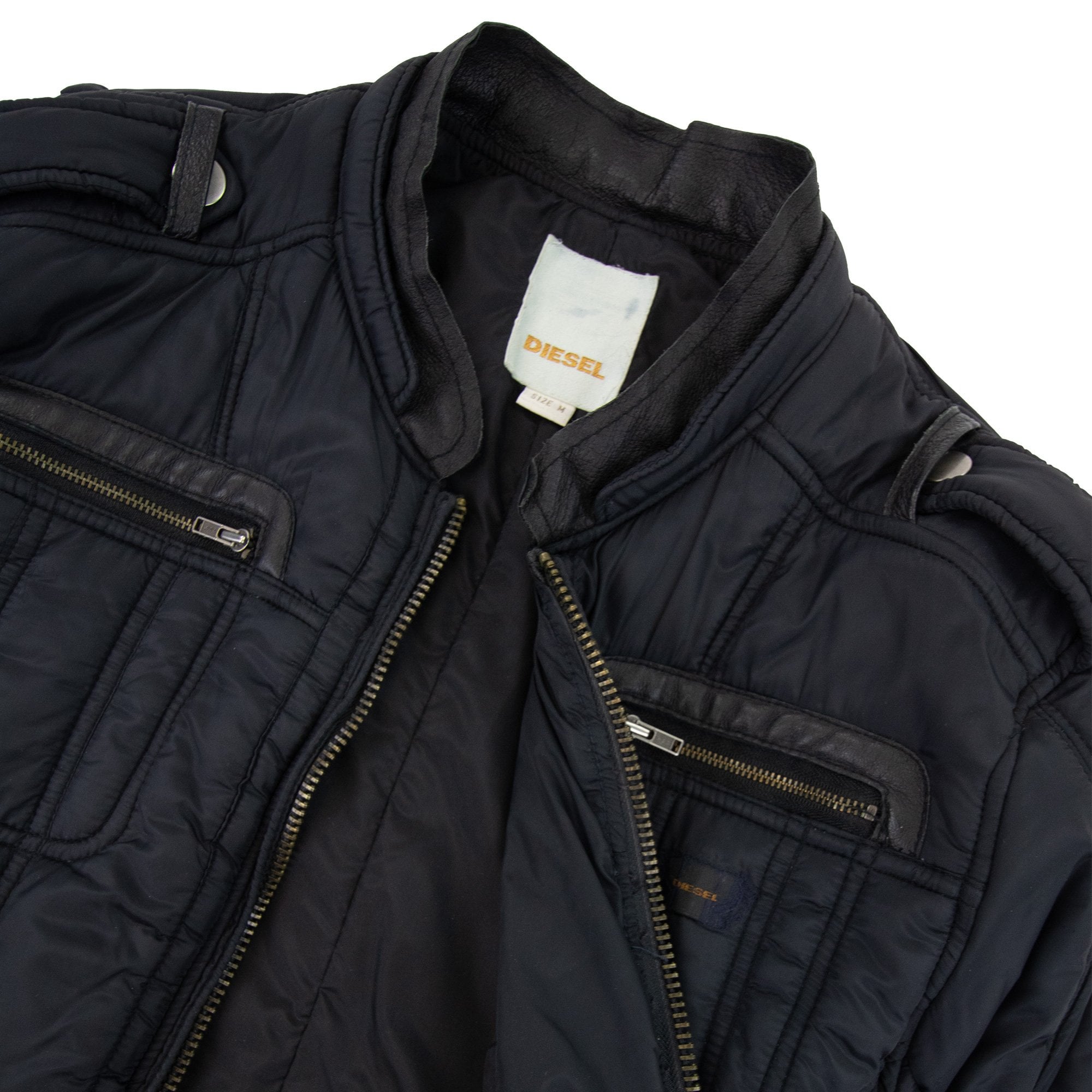 Diesel Nylon Detail Soft Padded Bomber Jacket Black
