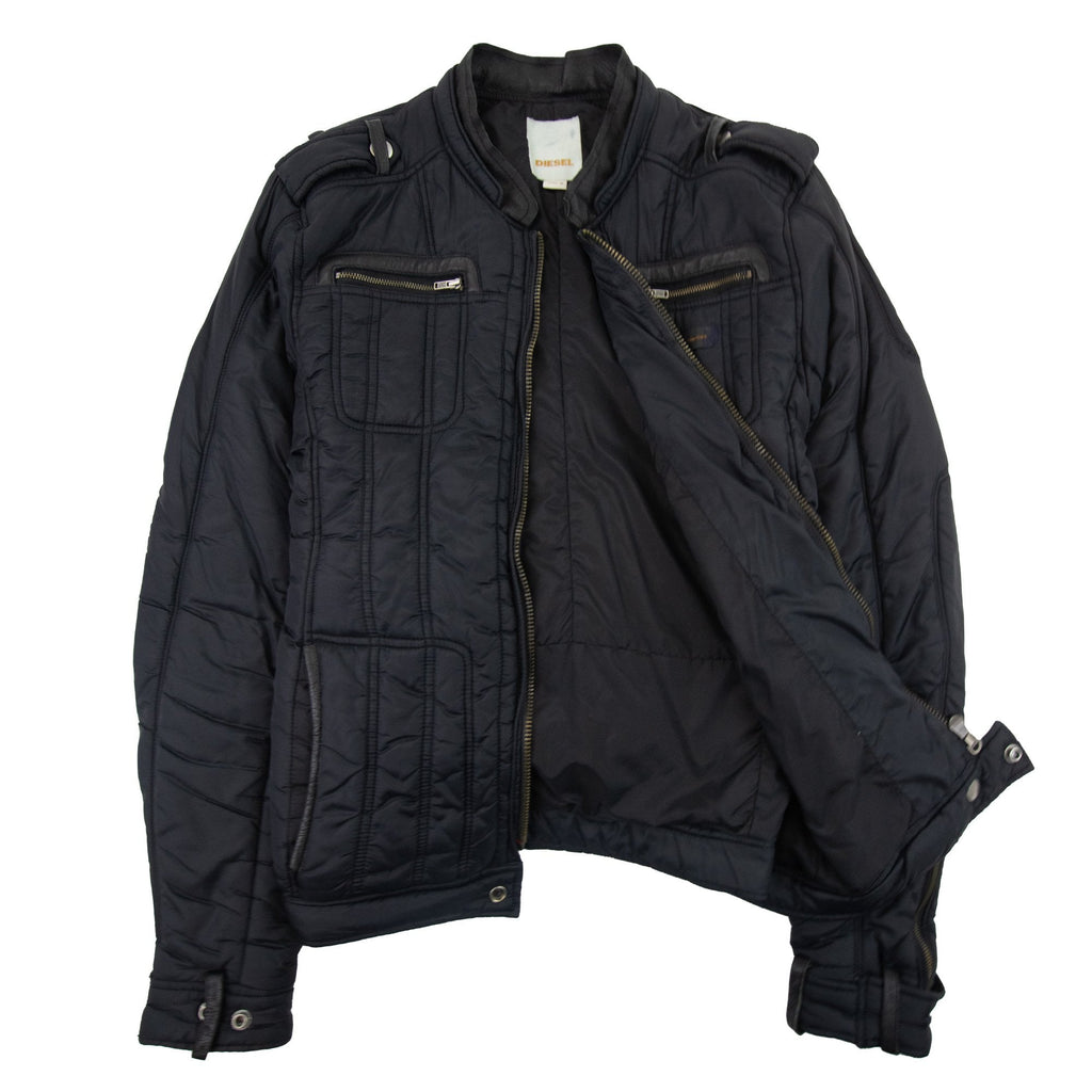 Diesel Nylon Detail Soft Padded Bomber Jacket Black