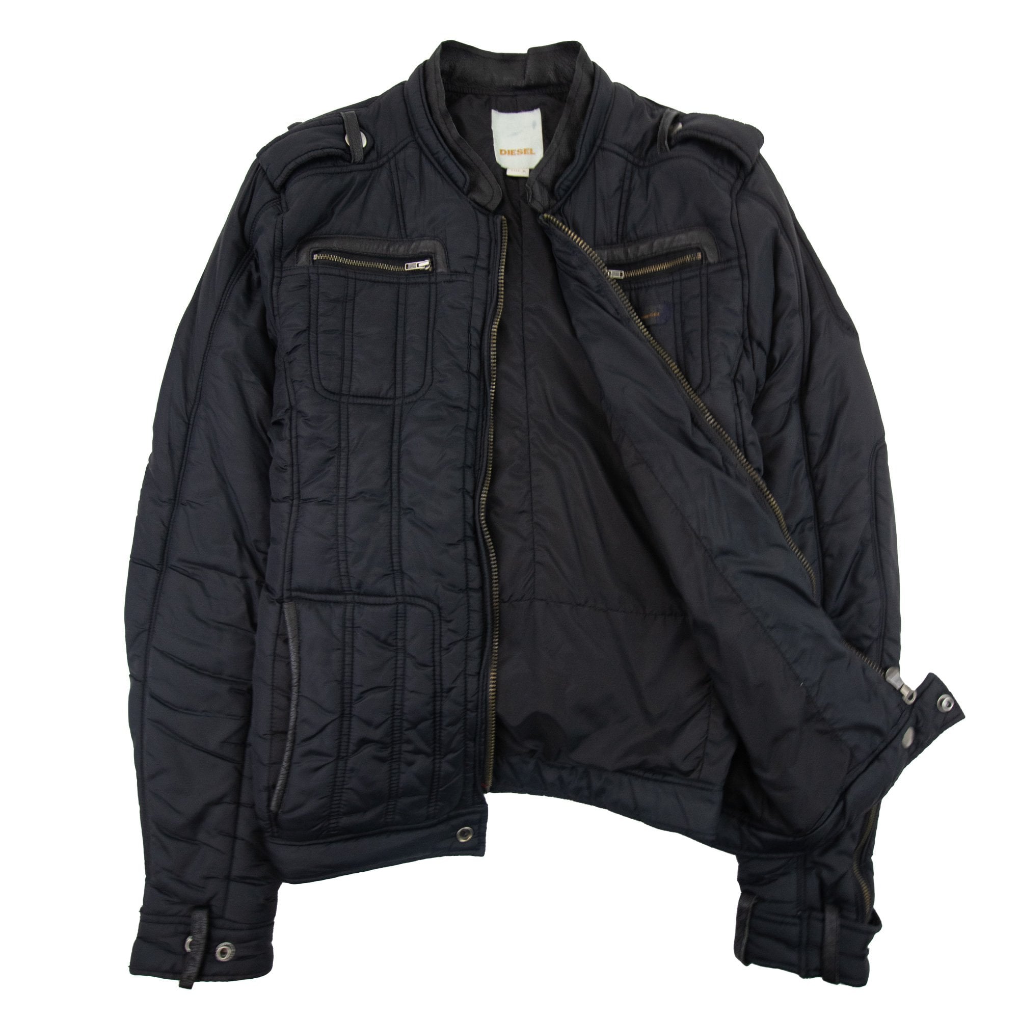 Diesel Nylon Detail Soft Padded Bomber Jacket Black