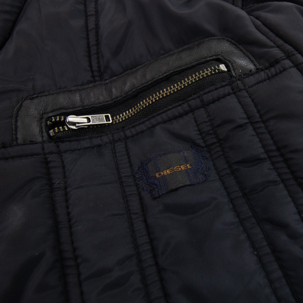 Diesel Nylon Detail Soft Padded Bomber Jacket Black