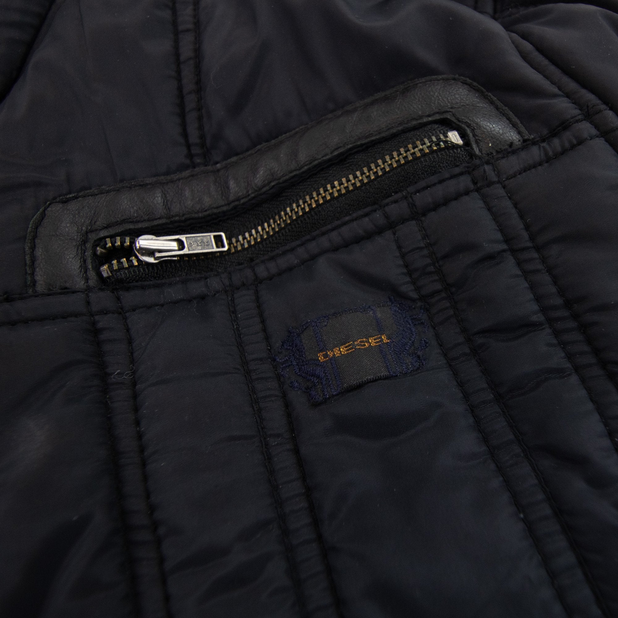 Diesel Nylon Detail Soft Padded Bomber Jacket Black