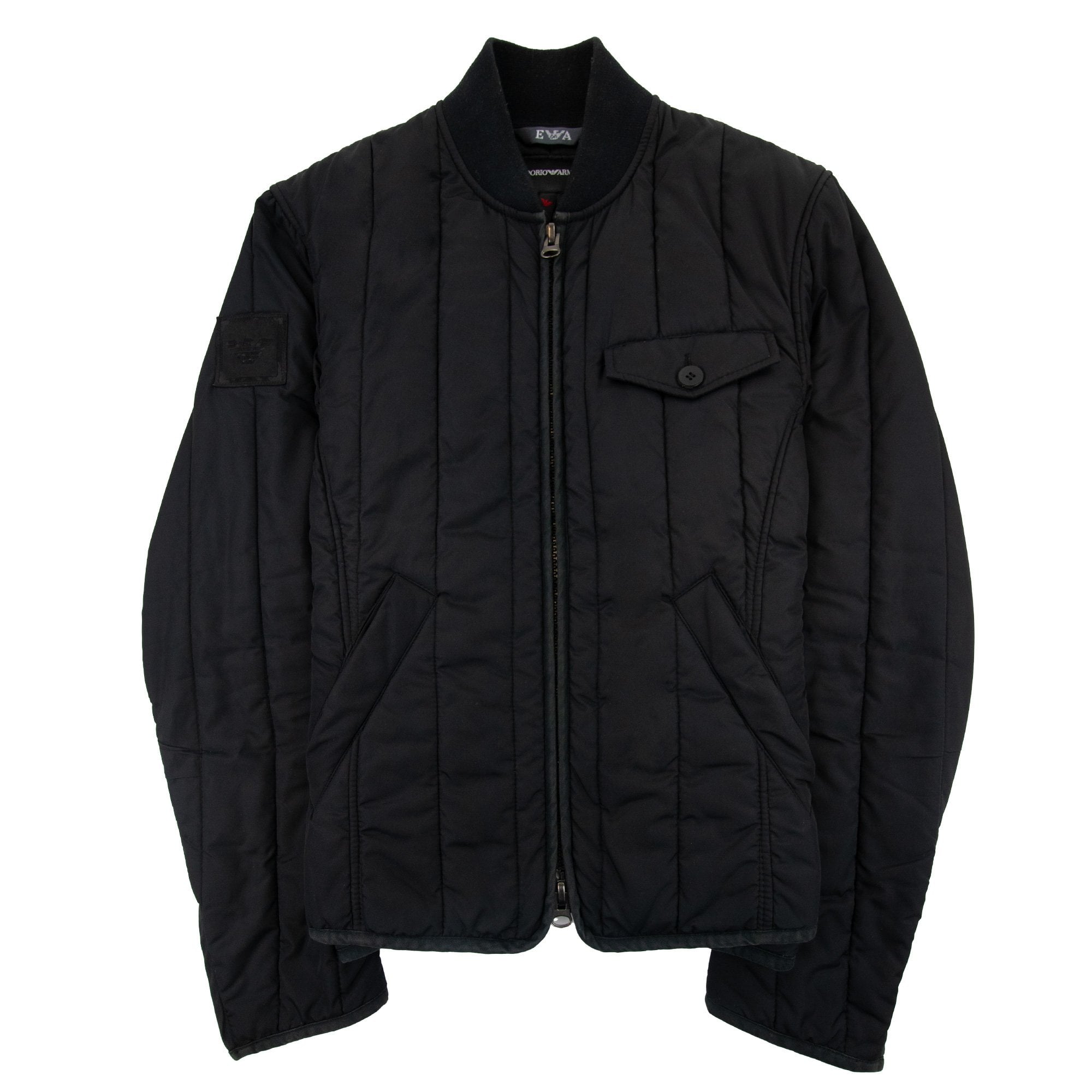 Emporio Armani Soft Padded Solid Bomber Jacket Black