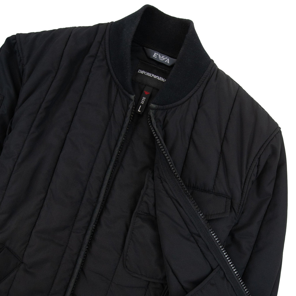 Emporio Armani Soft Padded Solid Bomber Jacket Black