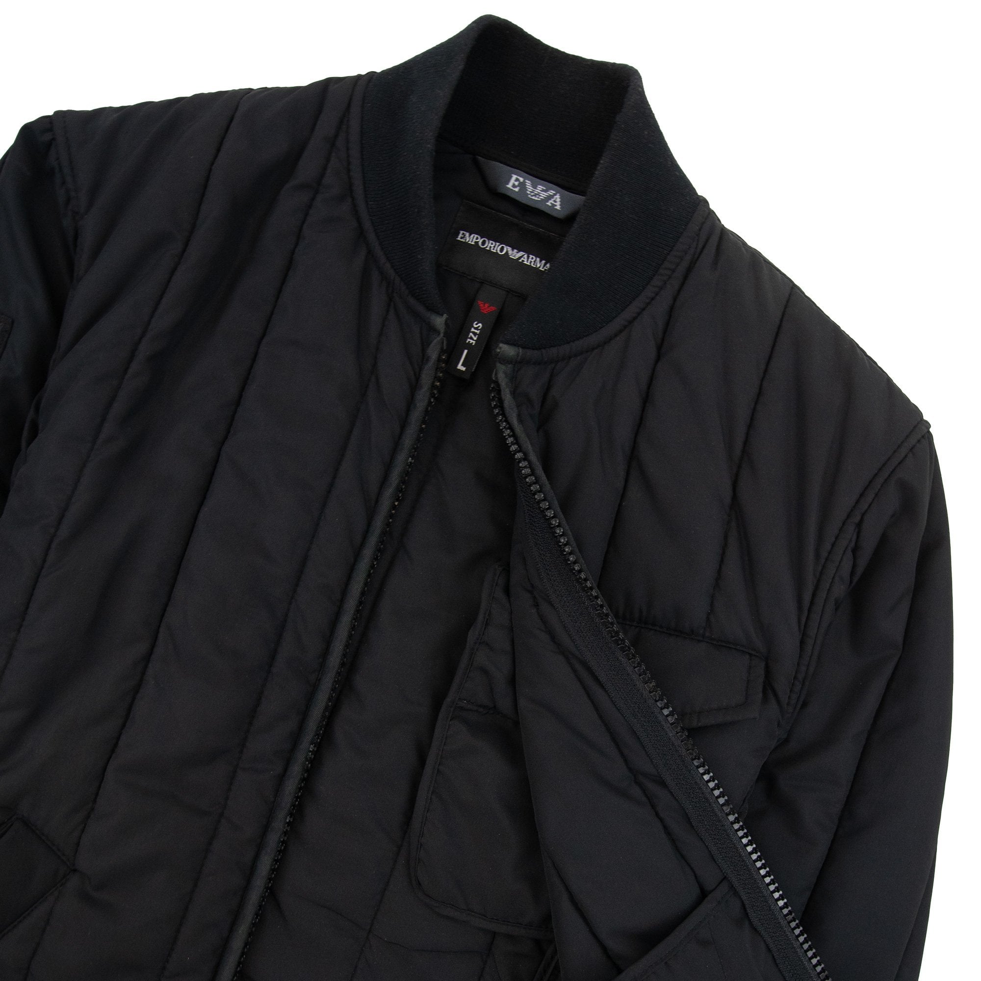 Emporio Armani Soft Padded Solid Bomber Jacket Black