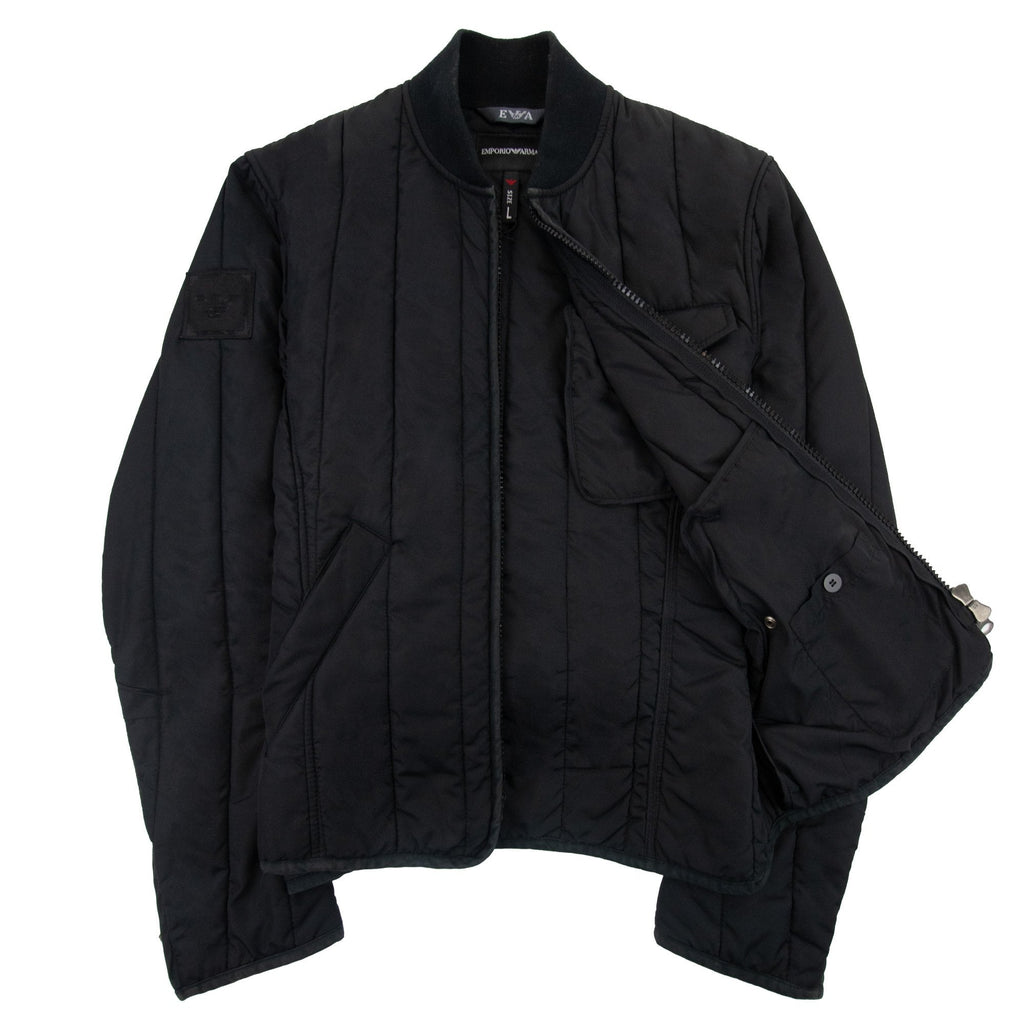 Emporio Armani Soft Padded Solid Bomber Jacket Black