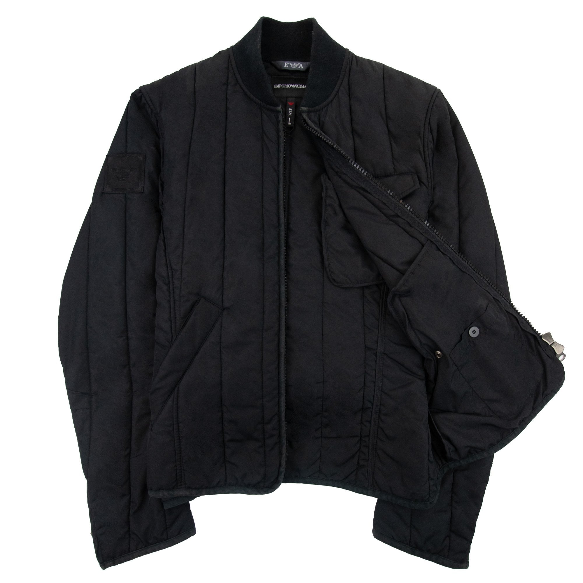 Emporio Armani Soft Padded Solid Bomber Jacket Black
