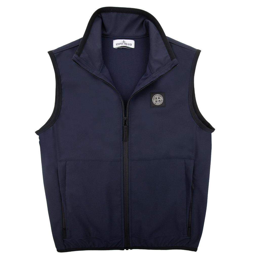 Stone Island Junior G0127 Light Soft Shell R E Dye Gilet Navy Blue V0020