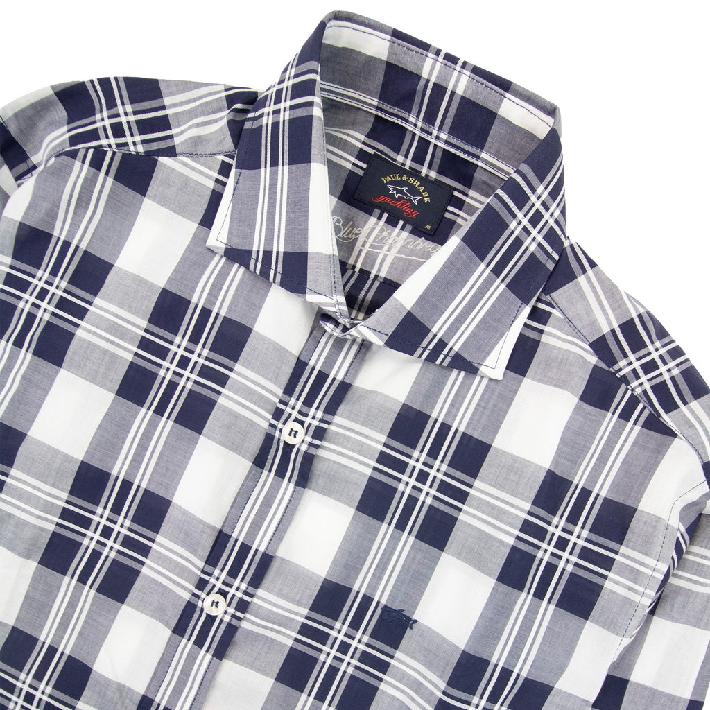 Paul And Shark Cotton Twill Sport Shirt Blue Tartan