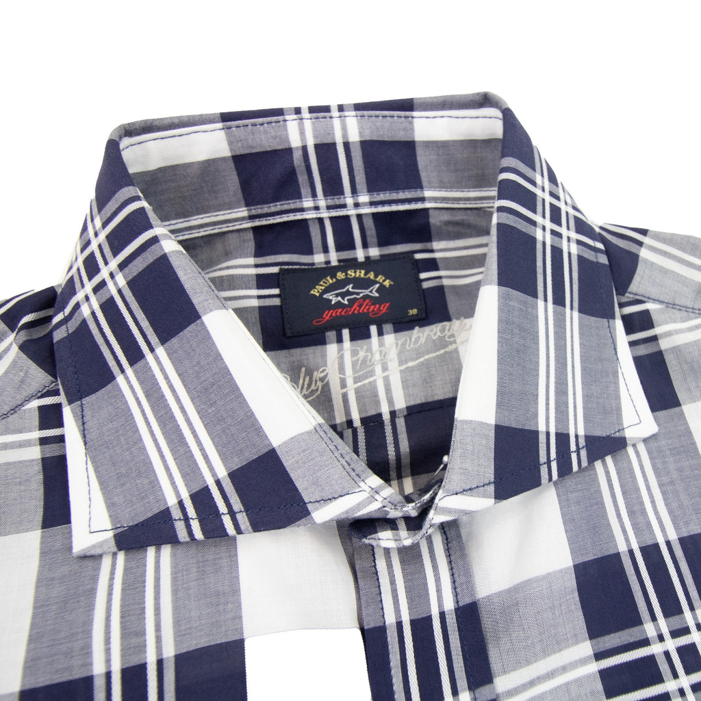 Paul And Shark Cotton Twill Sport Shirt Blue Tartan