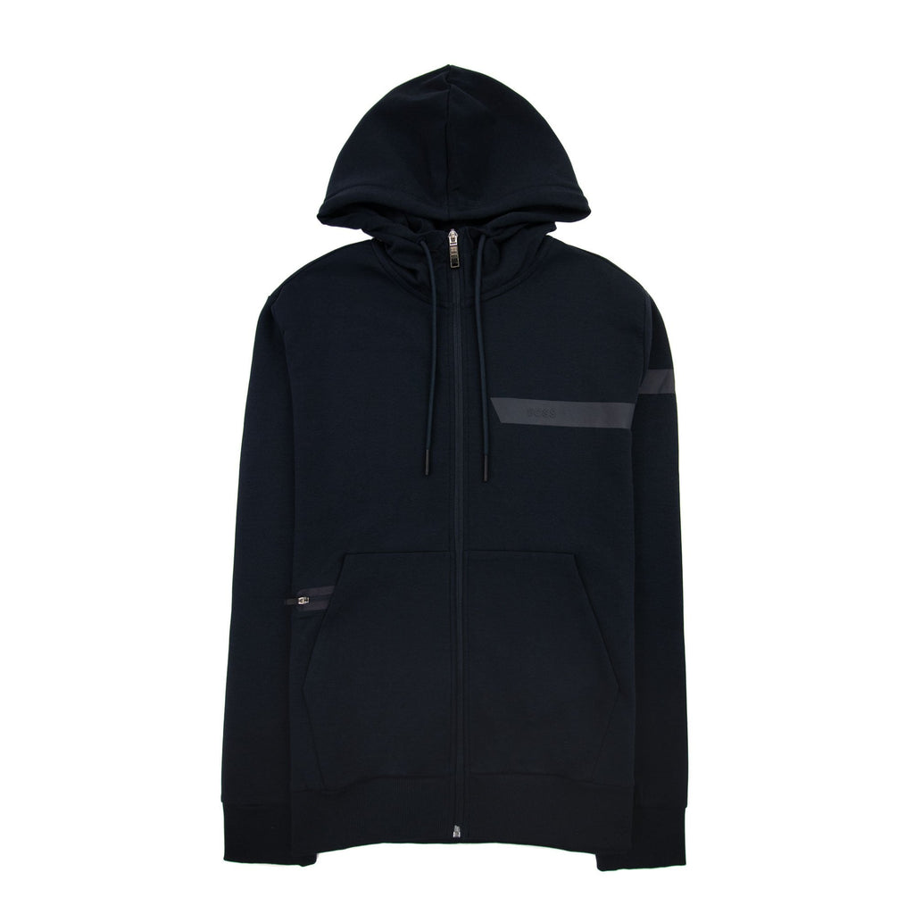 Hugo Boss Saggy 1 Stripe Logo Zip Up Hoody Navy 402