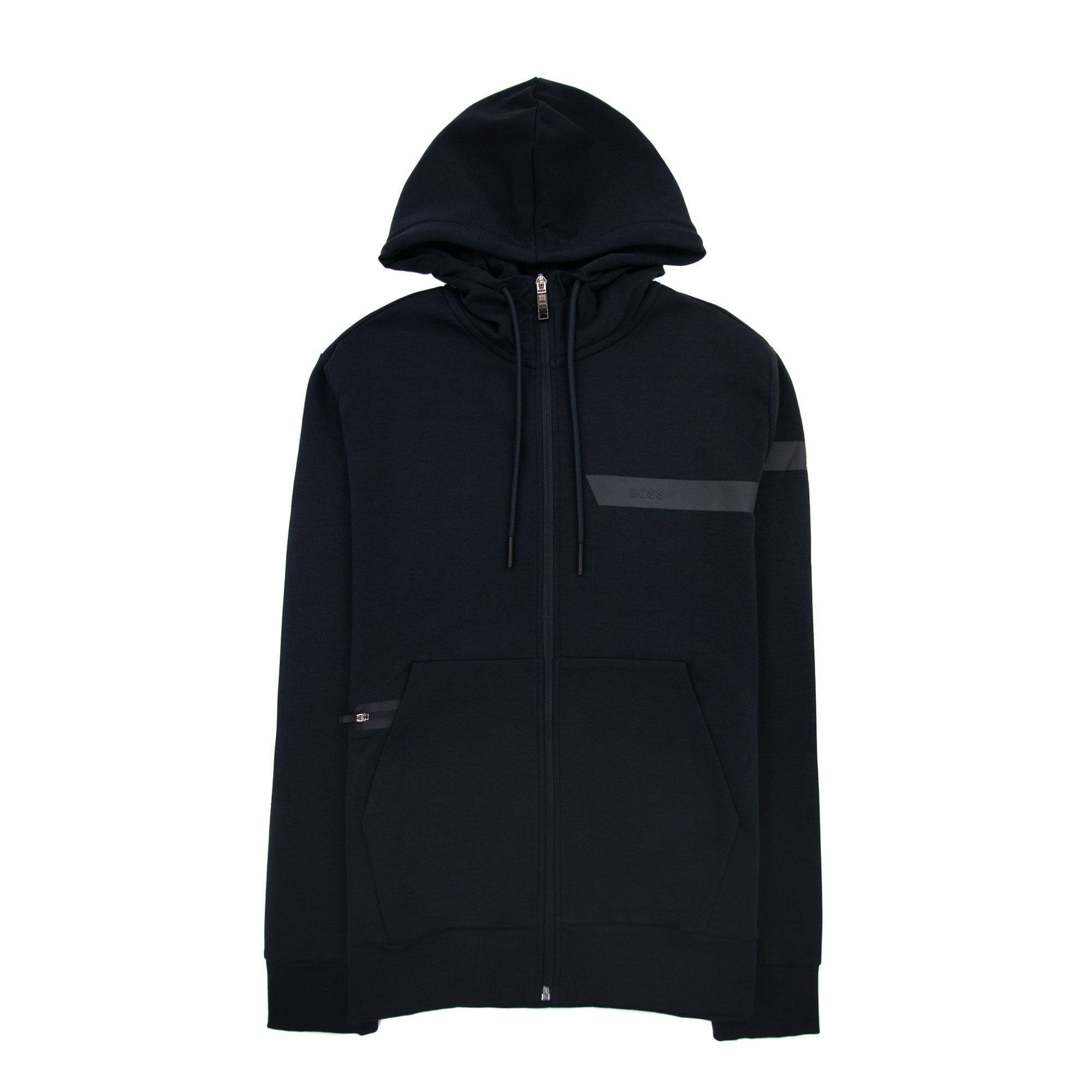 Hugo Boss Saggy 1 Stripe Logo Zip Up Hoody Navy 402