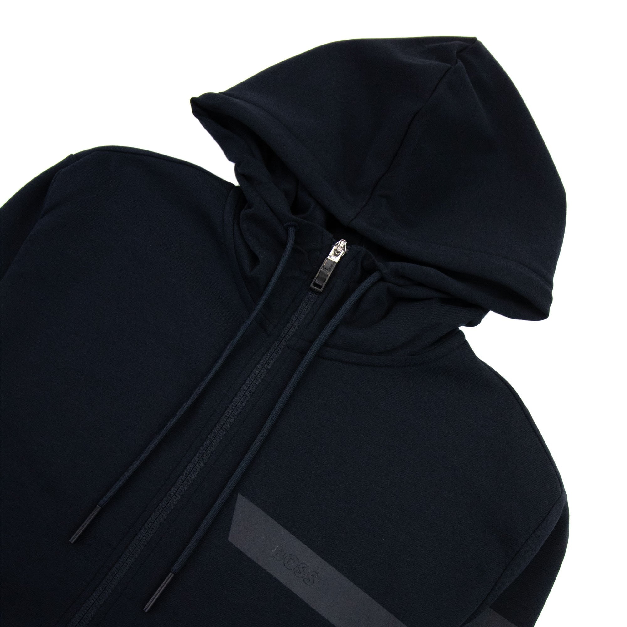 Hugo Boss Saggy 1 Stripe Logo Zip Up Hoody Navy 402