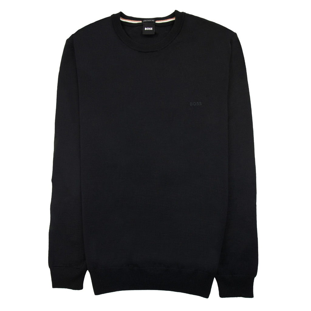 Hugo Boss Botto-l Embroidered Logo With Responsible Wool Sweater Black 001