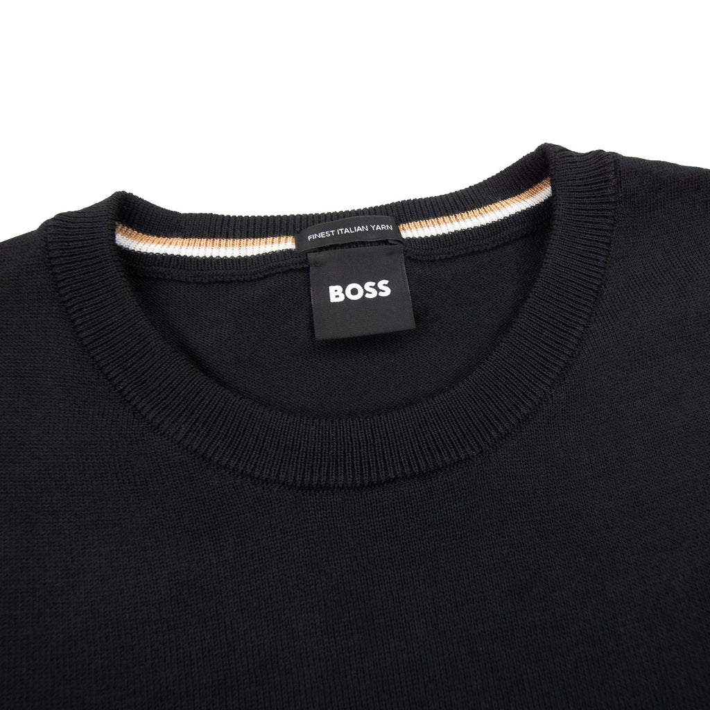 Hugo Boss Botto-l Embroidered Logo With Responsible Wool Sweater Black 001