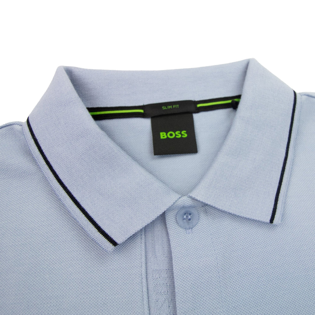 Hugo Boss Paule 4 Slim Fit Branded Placket Polo Light Blue 498
