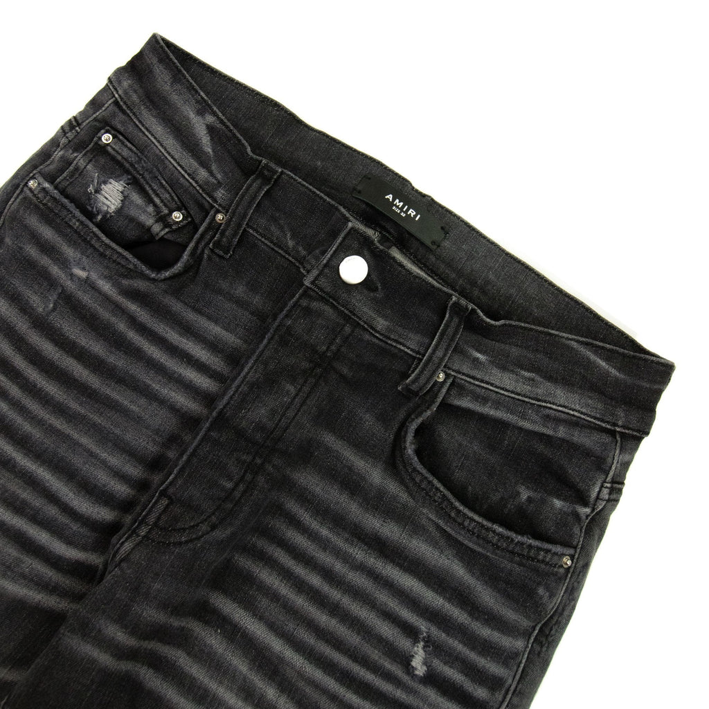 Amiri Staggered Embroidered Logo Jeans Storm Grey