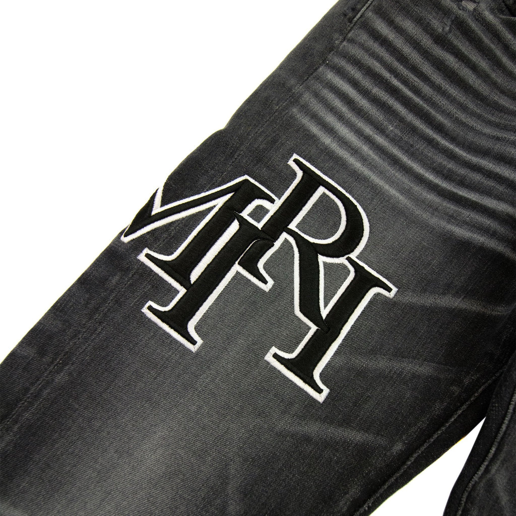Amiri Staggered Embroidered Logo Jeans Storm Grey
