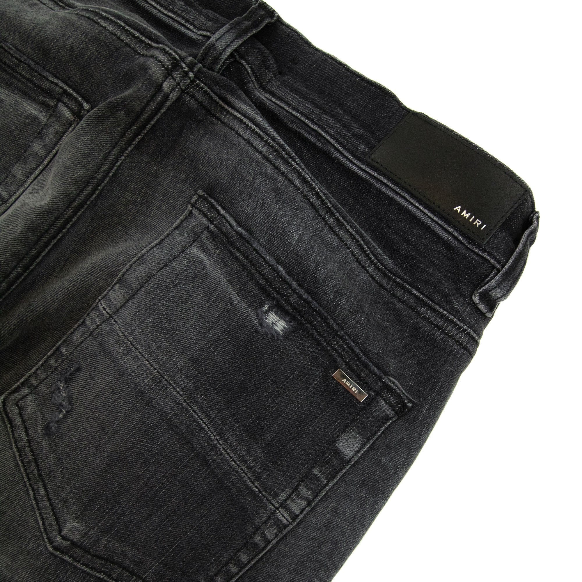 Amiri Staggered Embroidered Logo Jeans Storm Grey