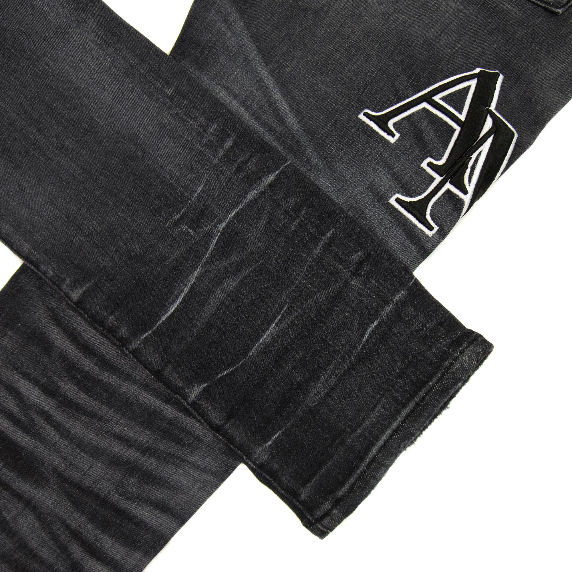 Amiri Staggered Embroidered Logo Jeans Storm Grey