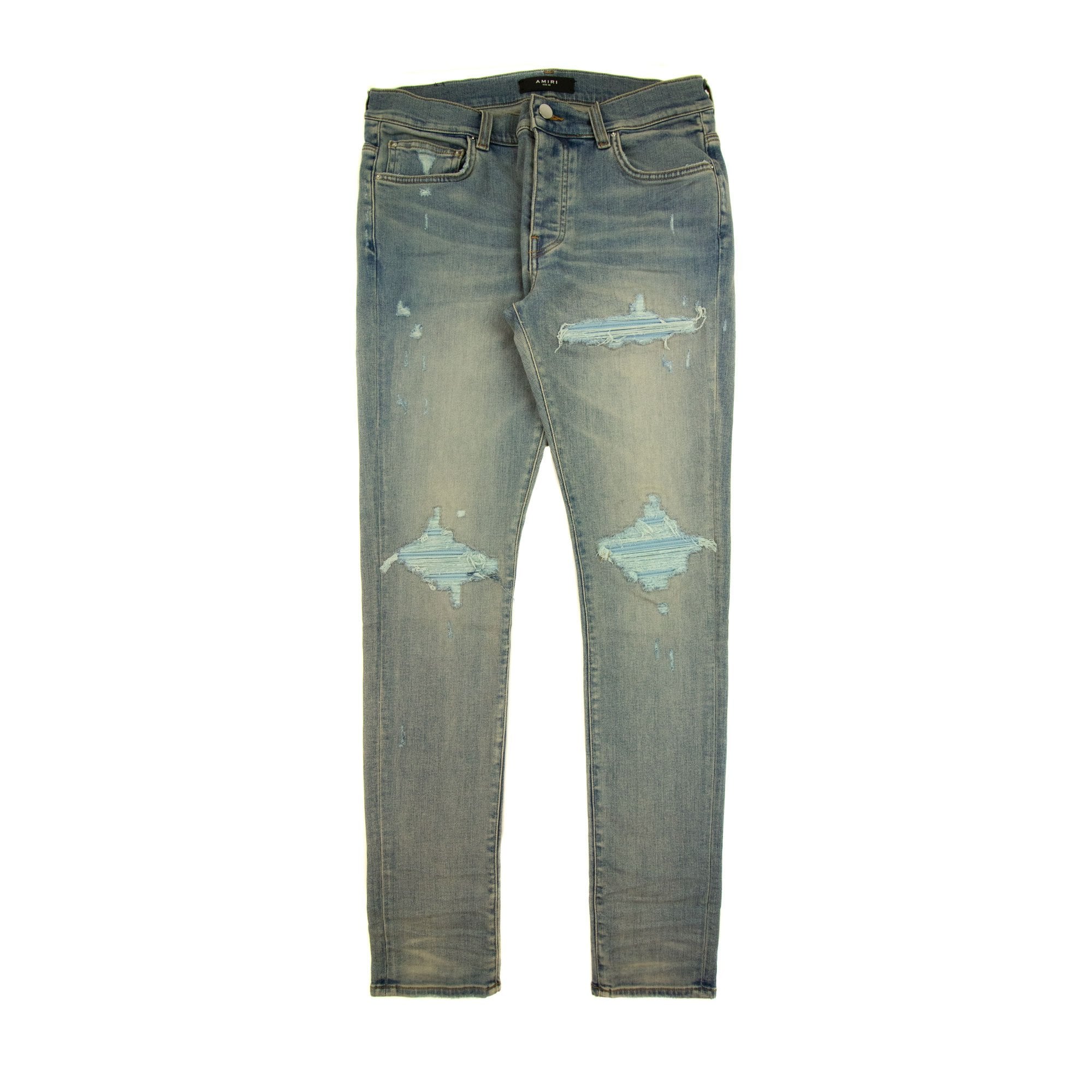 Amiri Mx1 Suede Distressed Jeans Antique Indigo